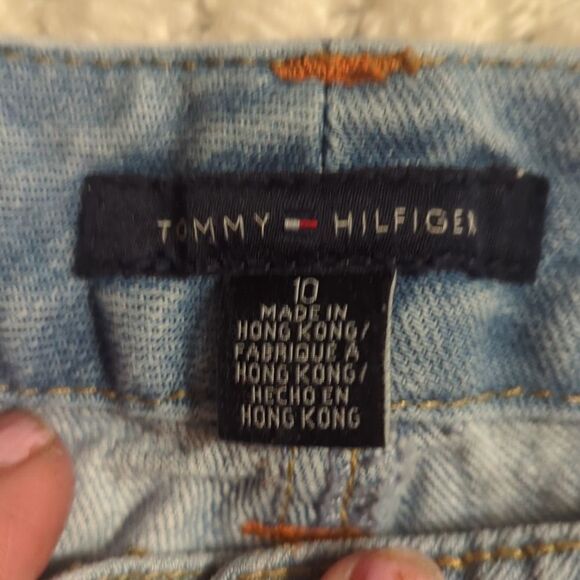 TOMMY HILFIGER Shorts Womens 10 Blue Bermuda Denim Cuffed Casual Mid Rise Zip - Picture 4 of 10